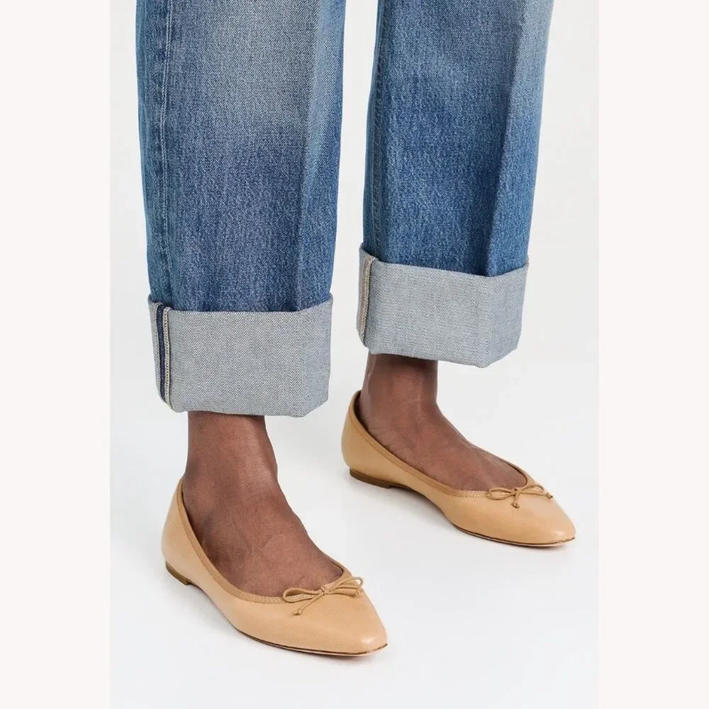 Veronica Beard Catherine Natural Leather Ballet Flat Womens Size 9.5 Minimalist
